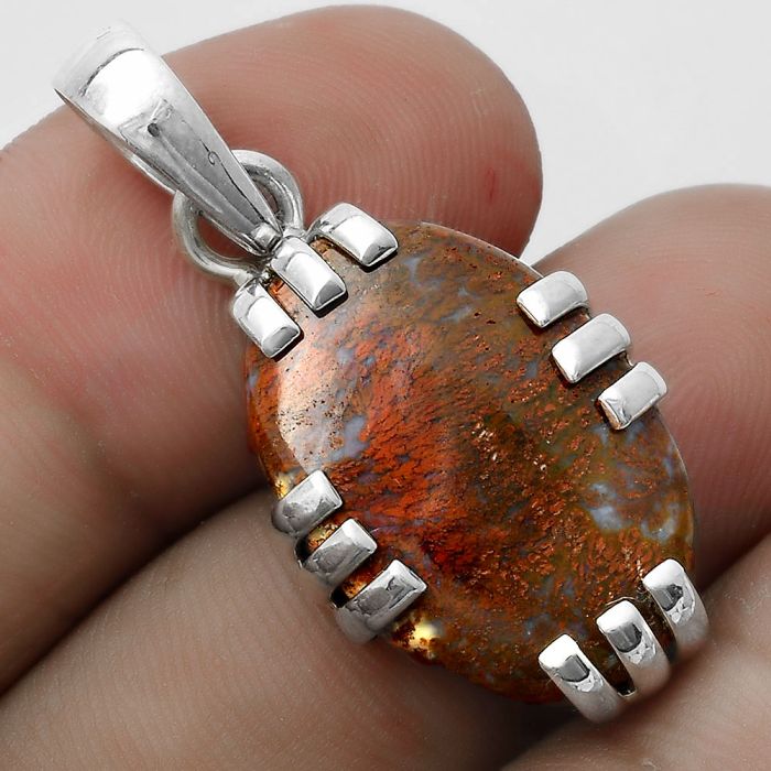 Natural Red Moss Agate Pendant SDP121120 P-1564, 16x22 mm