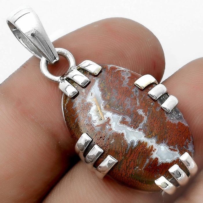 Natural Red Moss Agate Pendant SDP121129 P-1564, 16x23 mm