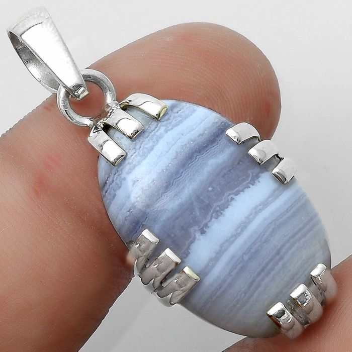 Natural Blue Lace Agate - South Africa Pendant SDP121153 P-1564, 17x25 mm