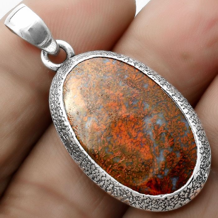 Natural Red Moss Agate Pendant SDP121478 P-1538, 14x24 mm