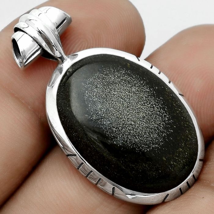 Natural Silver Obsidian Pendant SDP121690 P-1667, 17x24 mm