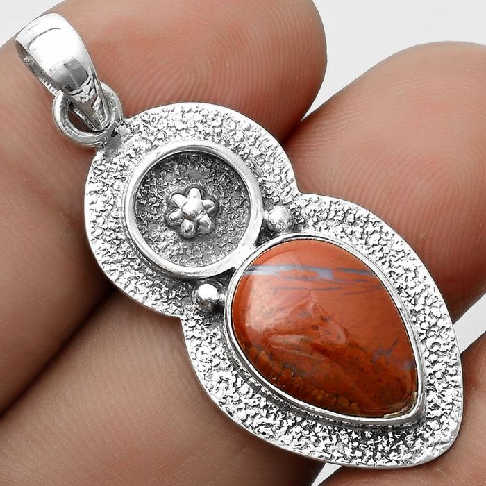 Natural Red Moss Agate Pendant SDP121711 P-1716, 11x15 mm