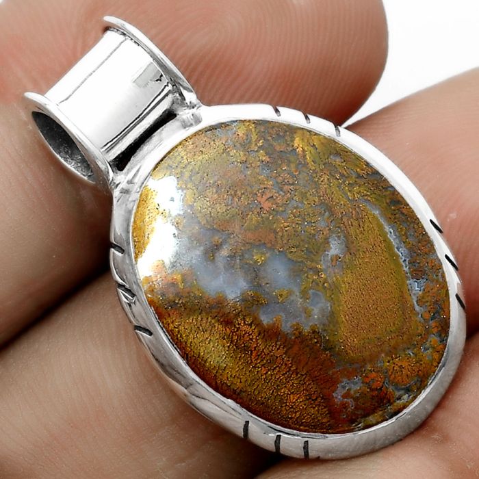 Natural Red Moss Agate Pendant SDP122433 P-1154, 17x21 mm