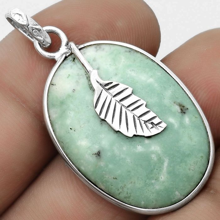 Dendritic Chrysoprase - Africa 925 Sterling Silver Pendant Jewelry SDP122466 P-1585, 19x27 mm