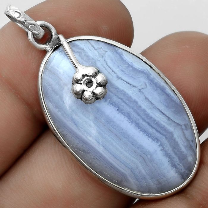 Natural Blue Lace Agate - South Africa Pendant SDP122580 P-1700, 20x31 mm