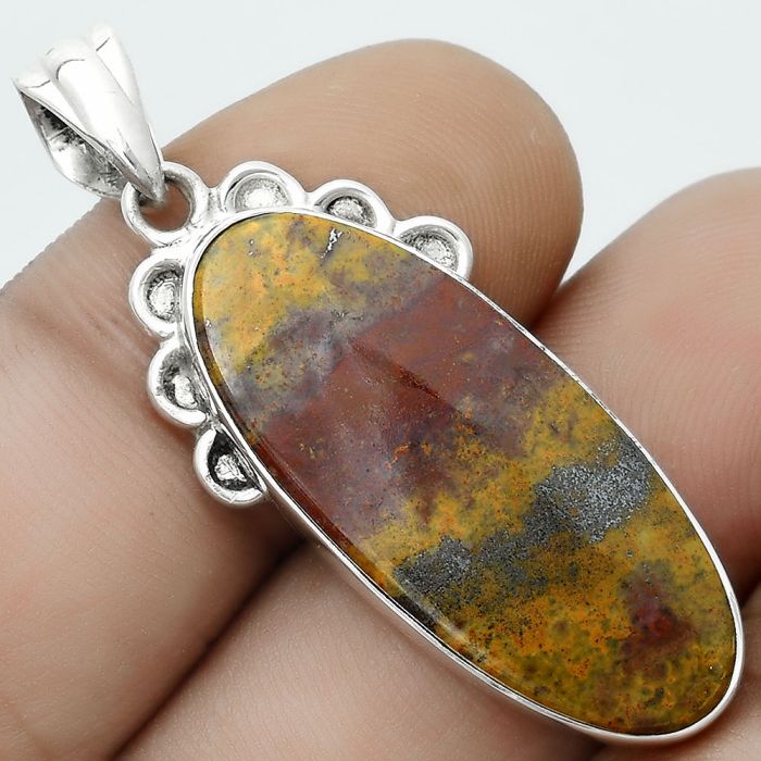 Natural Blood Stone - India Pendant SDP123621 P-1085, 13x31 mm