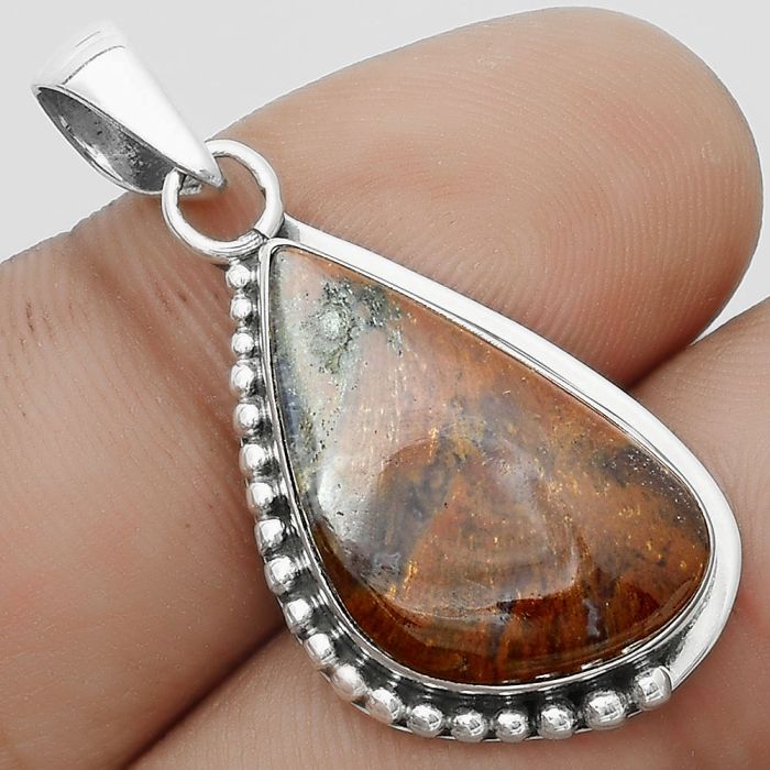 Natural Red Moss Agate Pendant SDP123713 P-1326, 13x22 mm