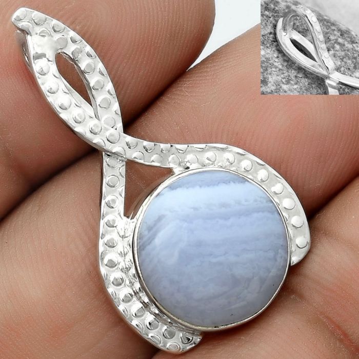 Natural Blue Lace Agate - South Africa Pendant SDP123817 P-1549, 13x13 mm