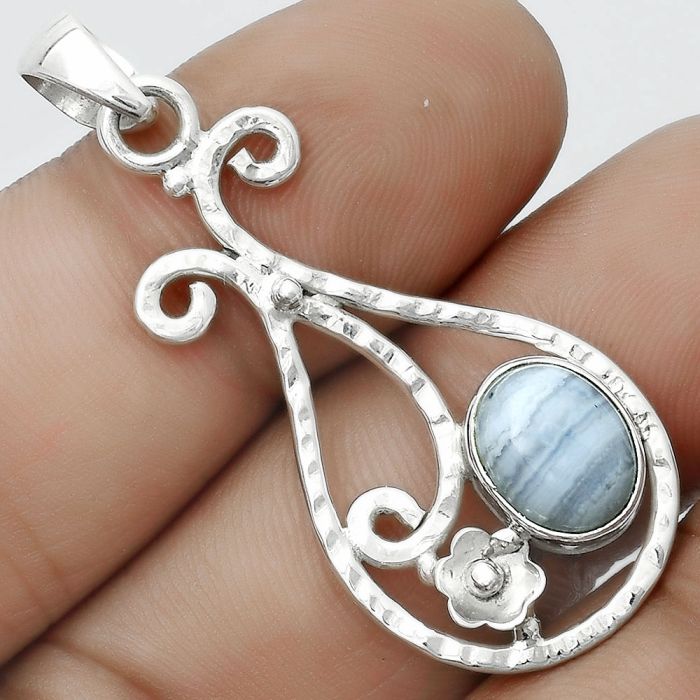 Natural Blue Lace Agate - South Africa Pendant SDP123911 P-1714, 8x10 mm
