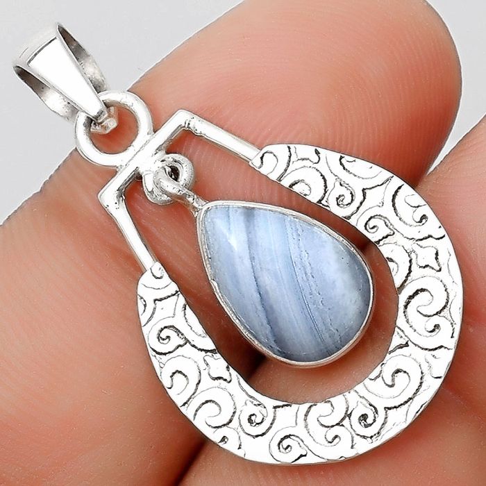 Natural Blue Lace Agate - South Africa Pendant SDP126106 P-1343, 8x12 mm