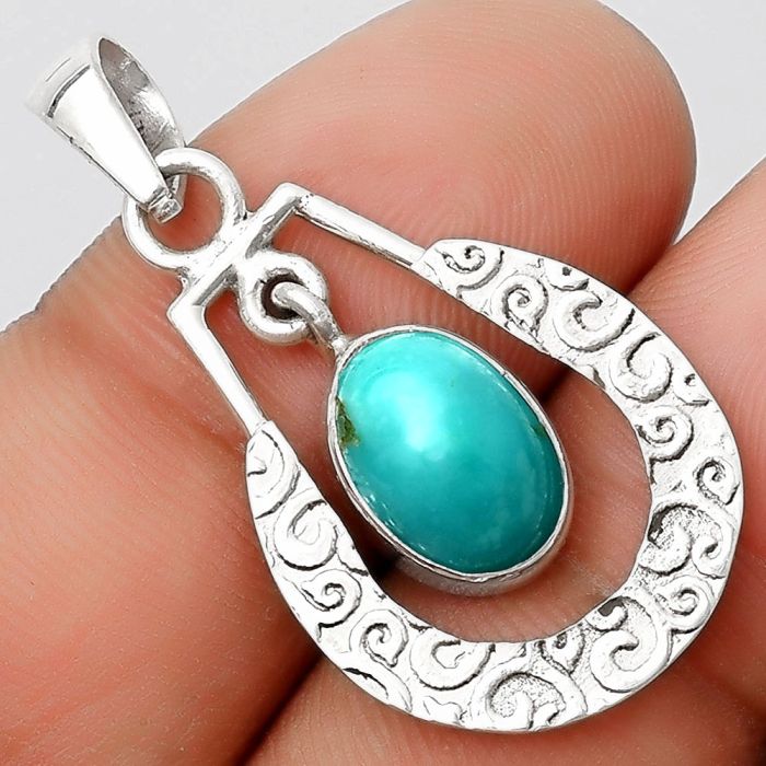 Natural Egyptian Turquoise Pendant SDP126114 P-1343, 8x11 mm