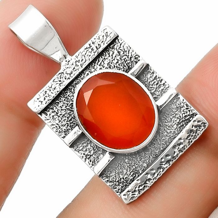 Faceted Natural Carnelian Pendant SDP126610 P-1658, 10x12 mm