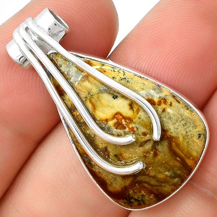 Natural Palm Root Fossil Agate Pendant SDP127481 P-1675, 18x27 mm