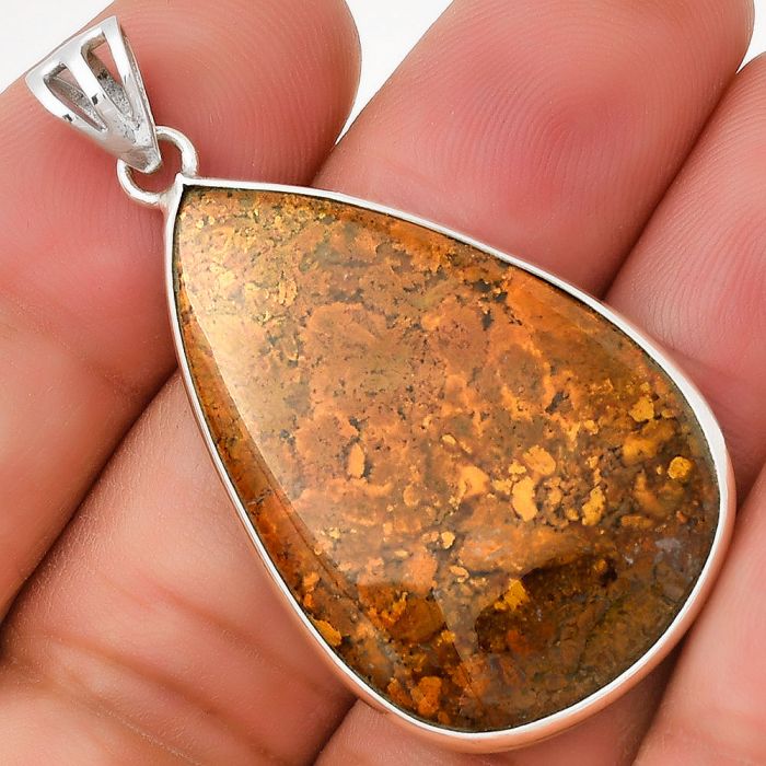 Natural Red Moss Agate Pendant SDP130050 P-1001, 22x34 mm
