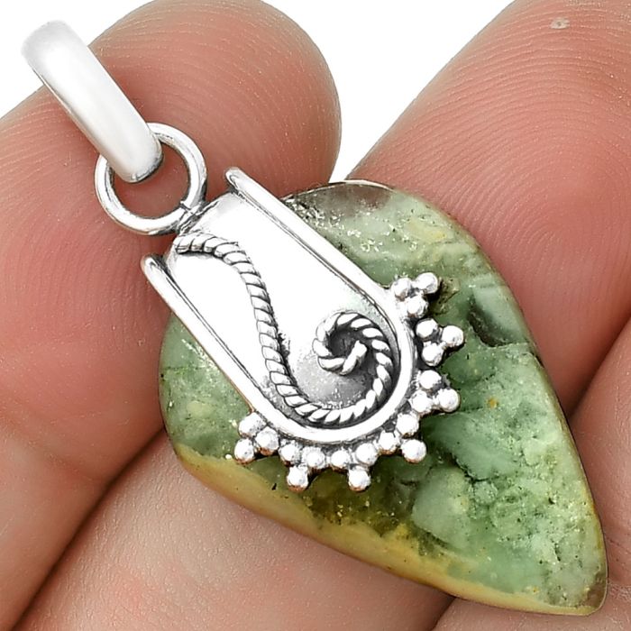 Natural Green Lace Agate Pendant SDP131176 P-1313, 18x26 mm