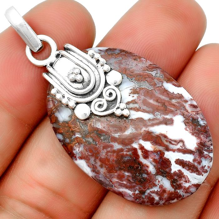 Natural Red Moss Agate Pendant SDP132879 P-1313, 23x34 mm