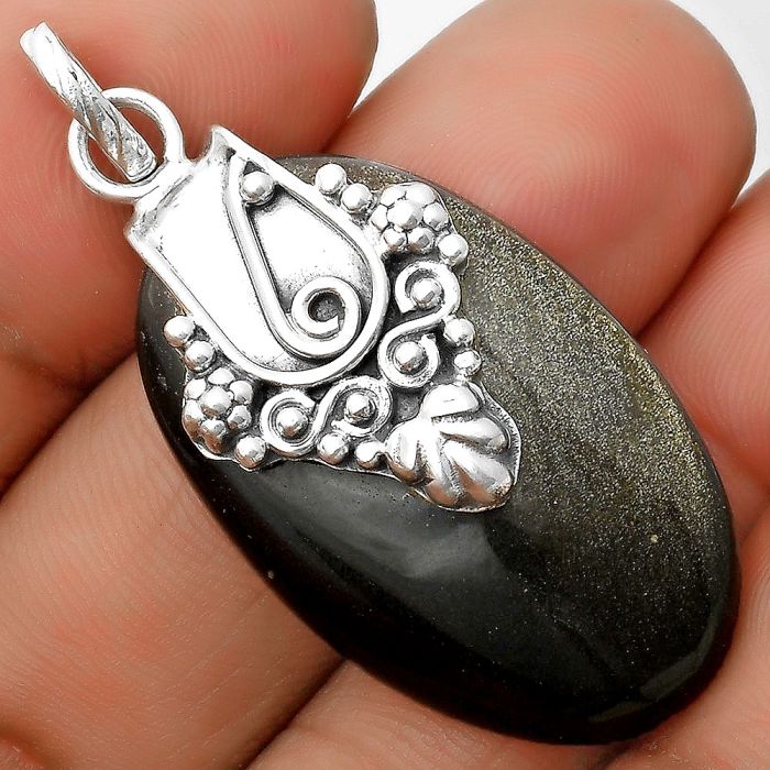 Natural Silver Obsidian Pendant SDP134634 P-1313, 20x33 mm