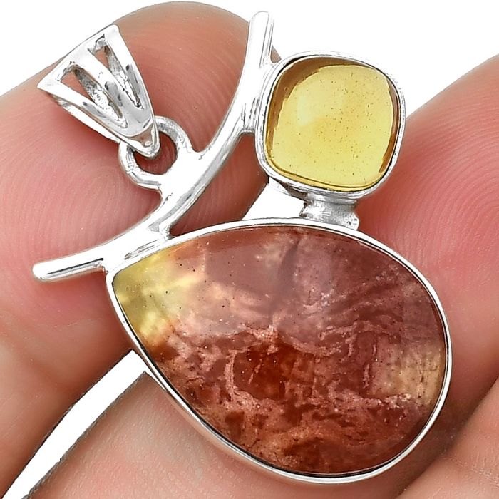 Natural Red Mookaite & Citrine Pendant SDP134907 P-1071, 15x20 mm