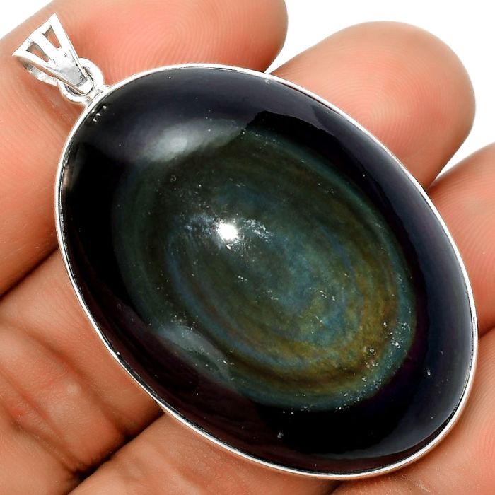Natural Top Grade Obsidian Eye Pendant SDP134982 P-1001, 31x44 mm