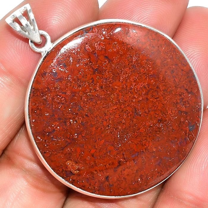 Natural Red Moss Agate Pendant SDP135034 P-1001, 37x37 mm