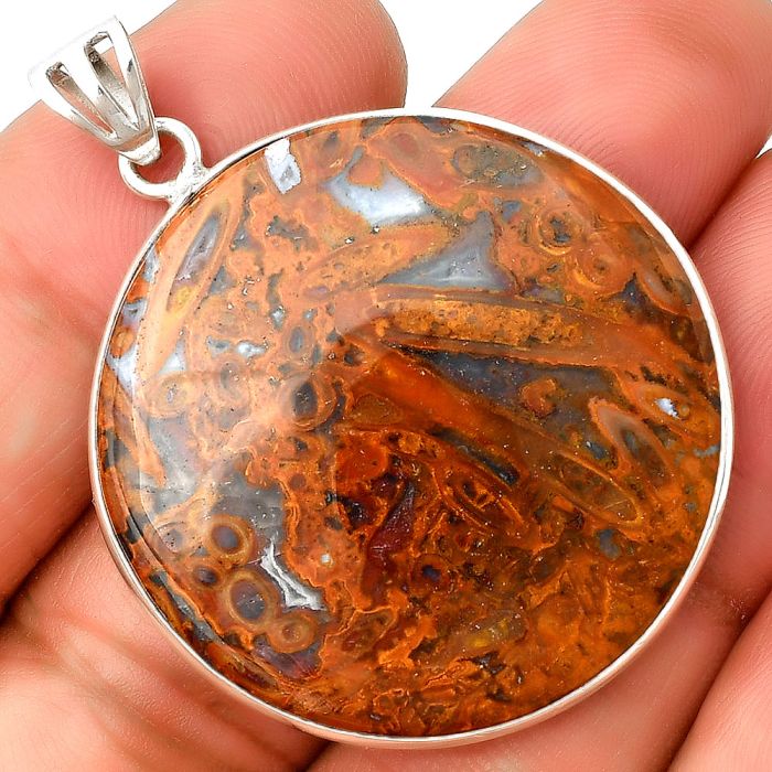 Natural Red Moss Agate Pendant SDP135056 P-1001, 33x33 mm