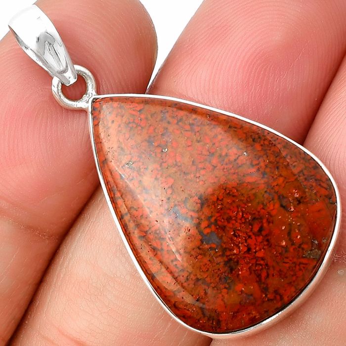 Red Moss Agate Pendant SDP136923 P-1001, 20x27 mm