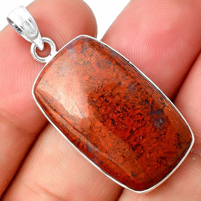 Red Moss Agate Pendant SDP136942 P-1001, 16x28 mm