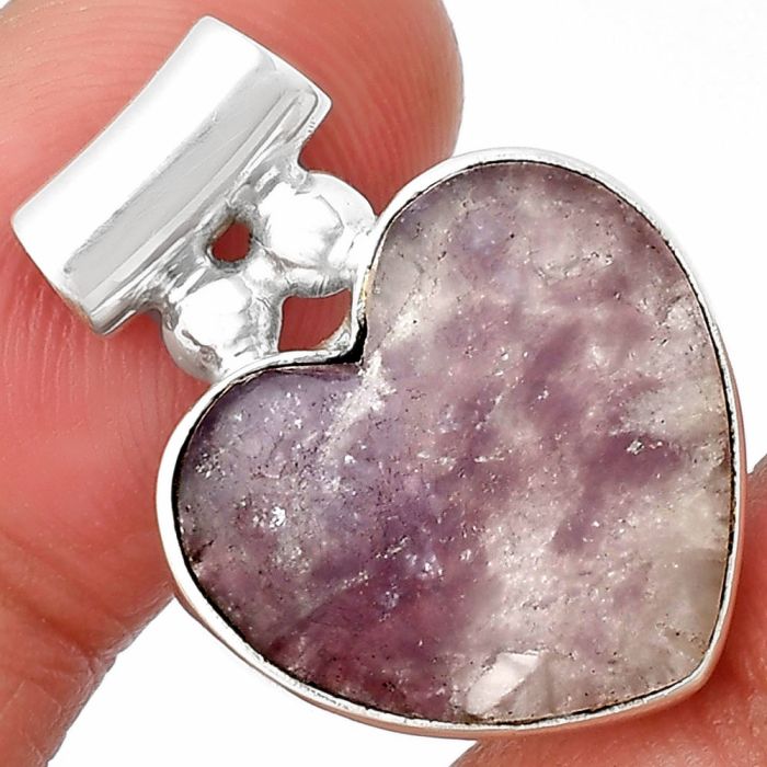 Valentine Gift Heart Purple Lepidolite Pendant SDP137059 P-1259, 17x18 mm