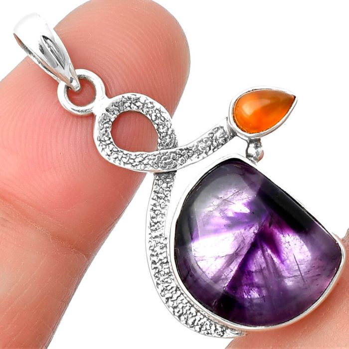 Super 23 Amethyst Mineral From Auralite and Carnelian Pendant SDP137418 P-1111, 13x16 mm