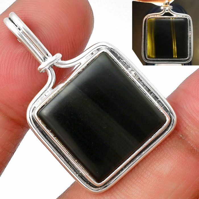 Black Lace Obsidian Pendant SDP137542 P-1587, 16x16 mm
