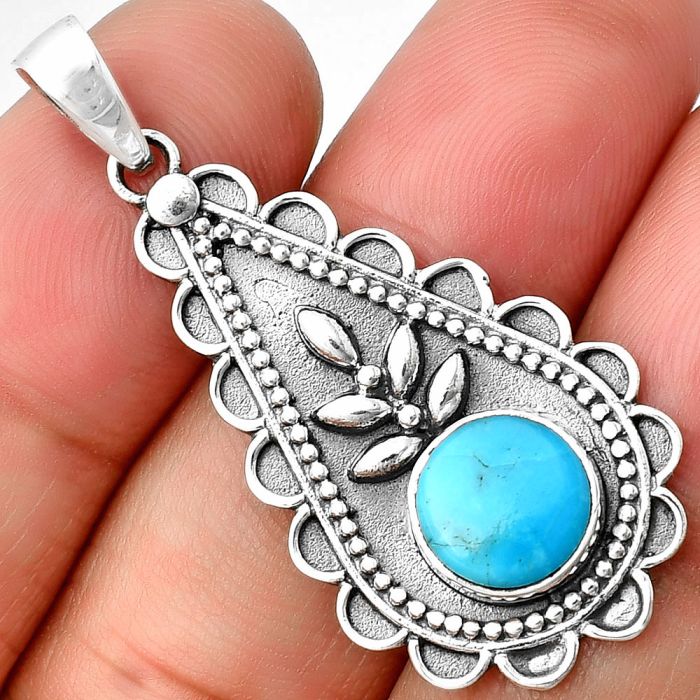 Natural Turquoise Morenci Mine Pendant SDP137915 P-1033, 9x9 mm