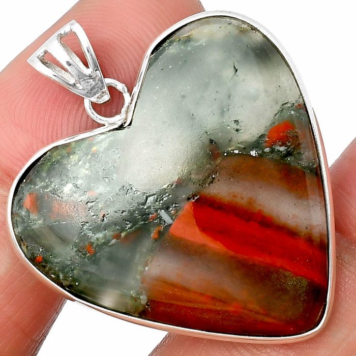 Heart Australian Blood Stone Pendant SDP138050 P-1043, 30x30 mm