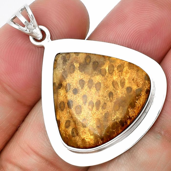 Palm Root Fossil Agate Pendant SDP138836 P-1076, 21x22 mm