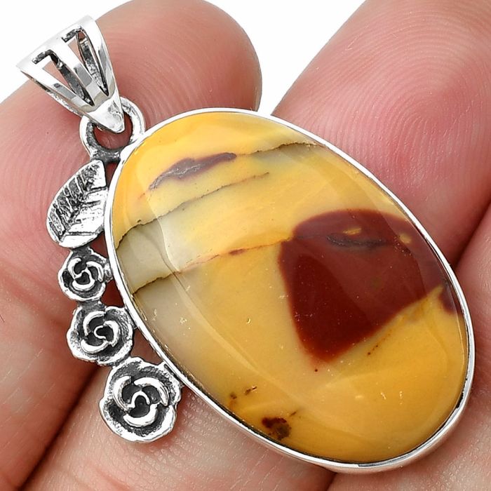 Floral - Red Mookaite Pendant SDP138924 P-1070, 18x28 mm