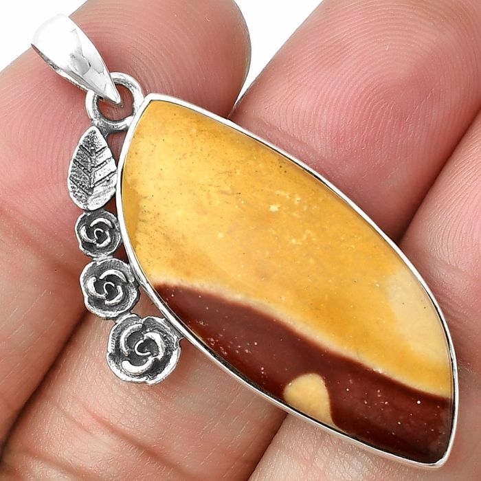 Floral - Red Mookaite Pendant SDP138933 P-1070, 15x34 mm