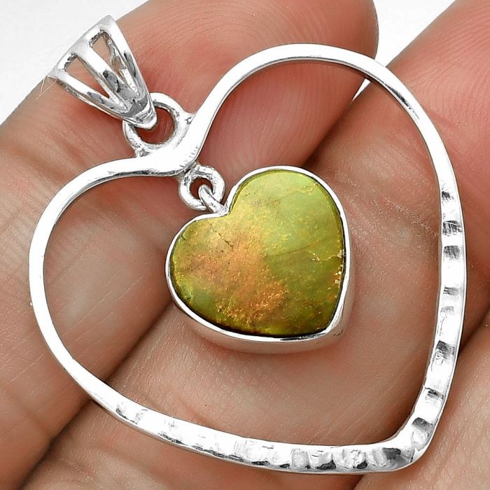 Heart Green Mohave Turquoise Pendant SDP139092 P-1103, 12x12 mm