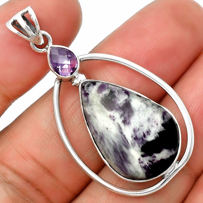 Kammererite and Amethyst Pendant SDP139198 P-1005, 15x23 mm