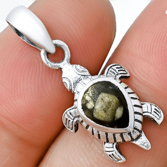 Tortoise - Mexican Cabbing Fossil Pendant SDP139551 P-1015, 6x8 mm