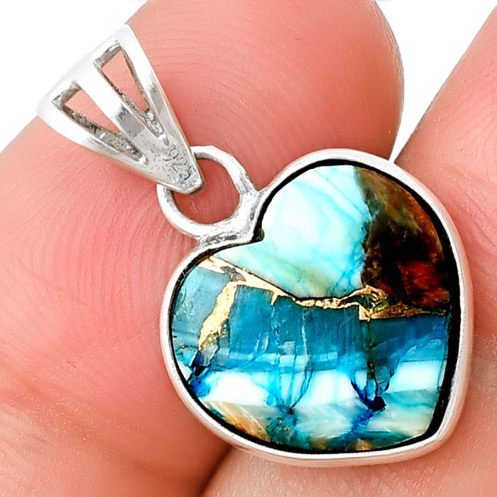 Heart Spiny Oyster Turquoise Pendant SDP139922 P-1043, 14x14 mm