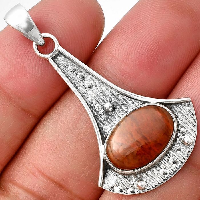Red Moss Agate Pendant SDP140253 P-1195, 10x14 mm
