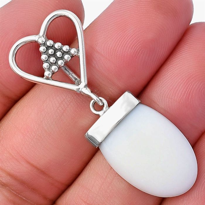 Valentine Gift Heart - White Opal Pendant SDP141682 P-1721, 14x20 mm