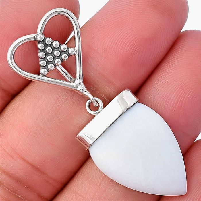 Valentine Gift Heart - White Opal Pendant SDP141694 P-1721, 16x21 mm