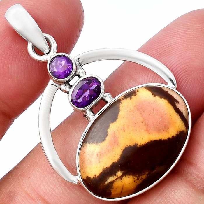 Outback Jasper and Amethyst Pendant SDP143105 P-1129, 15x22 mm