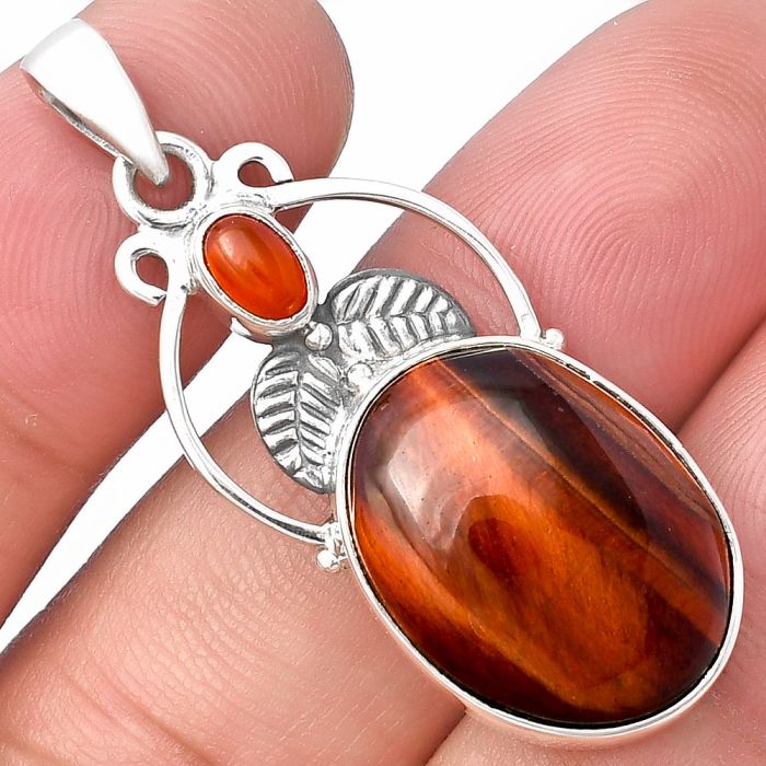 Red Tiger Eye and Carnelian Pendant SDP143357 P-1434, 15x20 mm