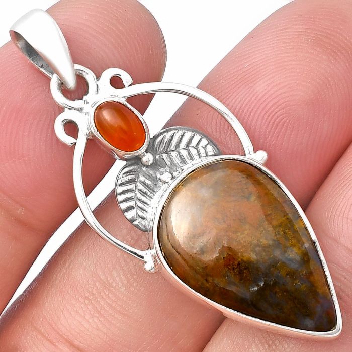 Red Moss Agate and Carnelian Pendant SDP143362 P-1434, 14x20 mm