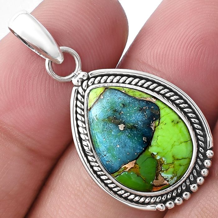 Blue Turquoise In Green Mohave Pendant SDP143770 P-1511, 13x18 mm