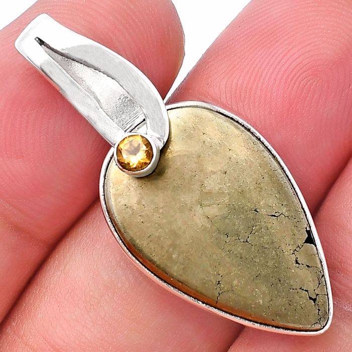 Apache Gold Healer's Gold and Citrine Pendant SDP144103 P-1251, 15x23 mm
