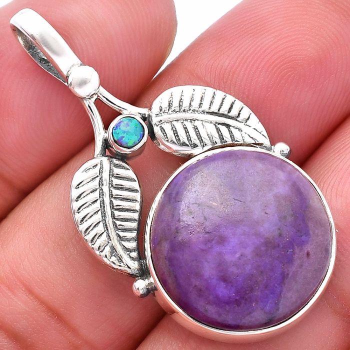 Lavender Jade and Fire Opal Pendant SDP144978 P-1416, 17x17 mm
