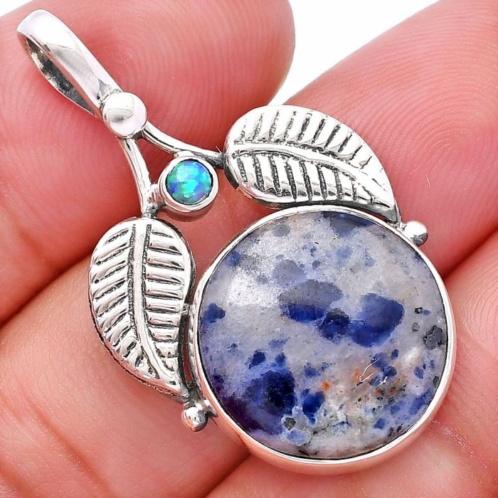 Sodalite and Fire Opal Pendant SDP144981 P-1416, 17x17 mm