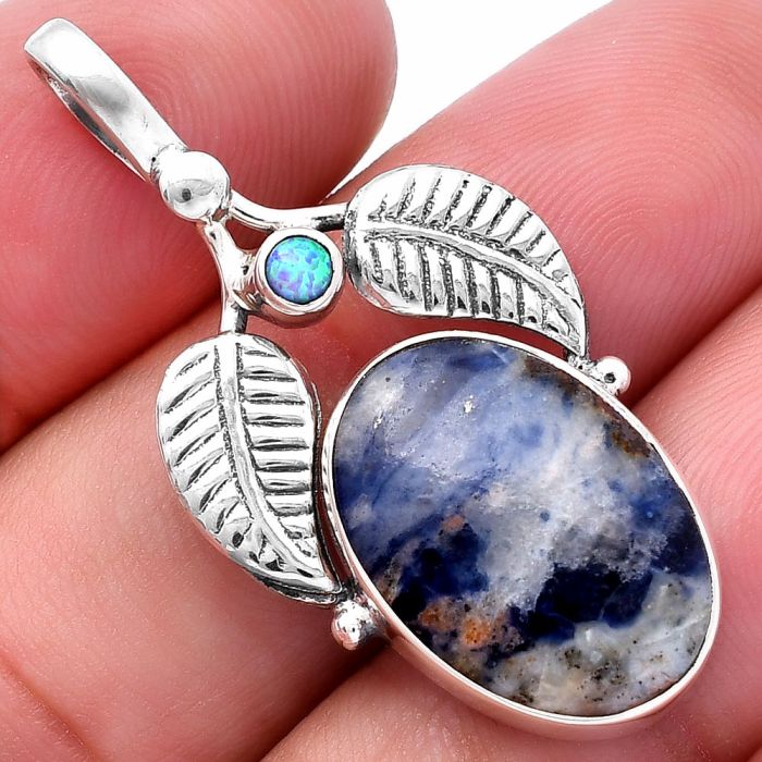 Sodalite and Fire Opal Pendant SDP144997 P-1416, 13x18 mm